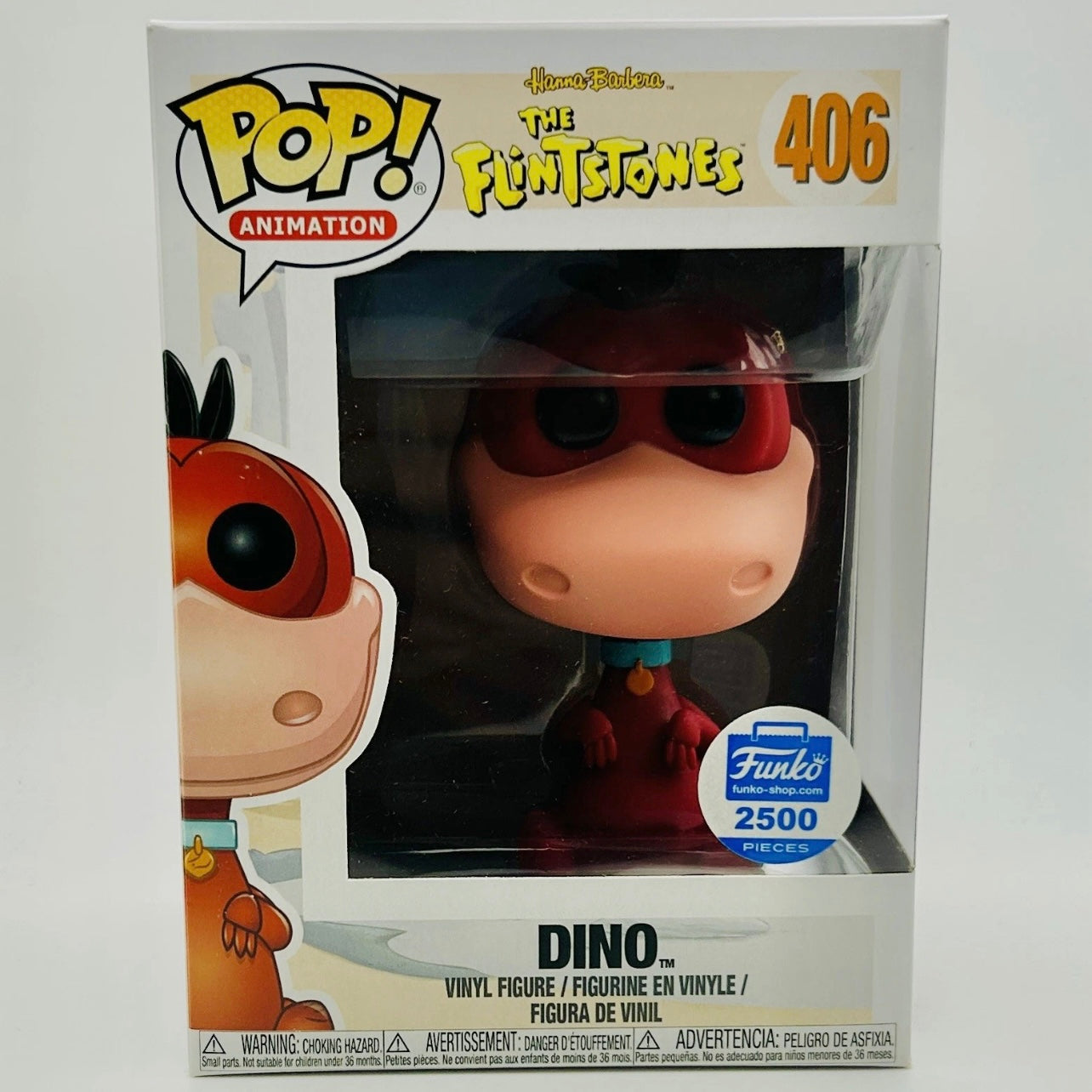 Funko Pop! Animation: The Flintstones - Dino #406 (Red Variant) Hanna Barbera LE 2500pcs Funko Shop Exclusive