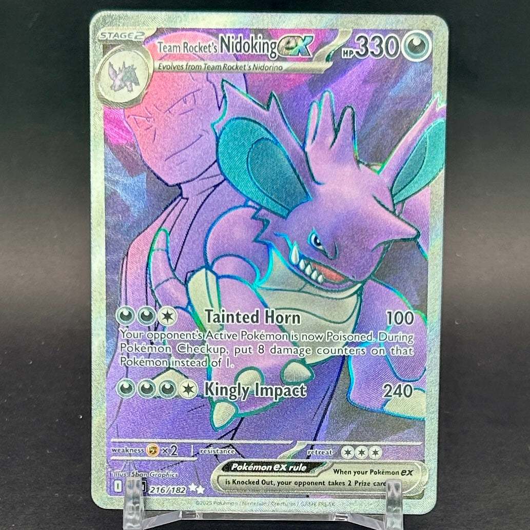NM - Pokémon TCG - Team Rocket’s Nidoking EX 216/182 Full Art Ultra Rare - Destined Rivals