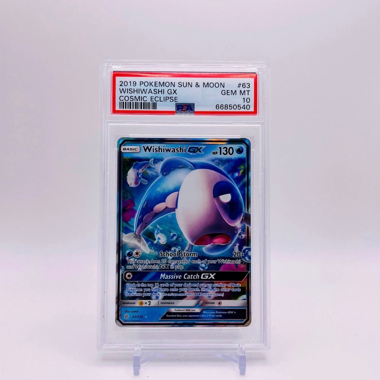 PSA 10 - Pokémon TCG - Wishiwashi GX 63/236 - Sun & Moon Cosmic Eclipse