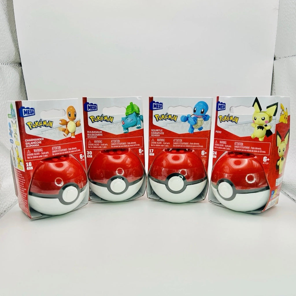 Pokémon Mega Construx - Poké Ball - Set of 4 - Charmander, Bulbasaur, Squirtle, Pichu