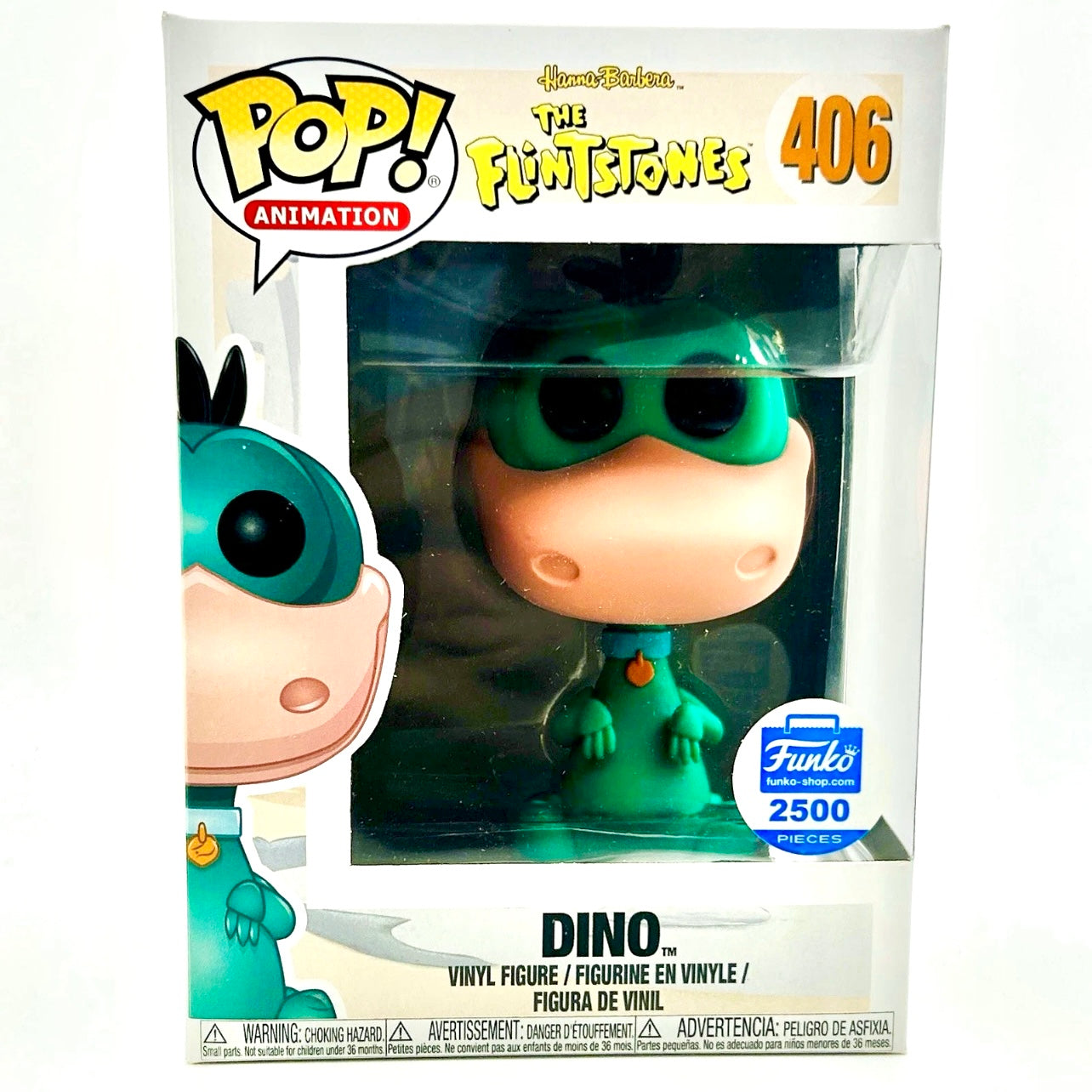Funko Pop! Animation: The Flintstones - Dino #406 (Green Variant) Hanna Barbera LE 2500pcs Funko Shop Exclusive
