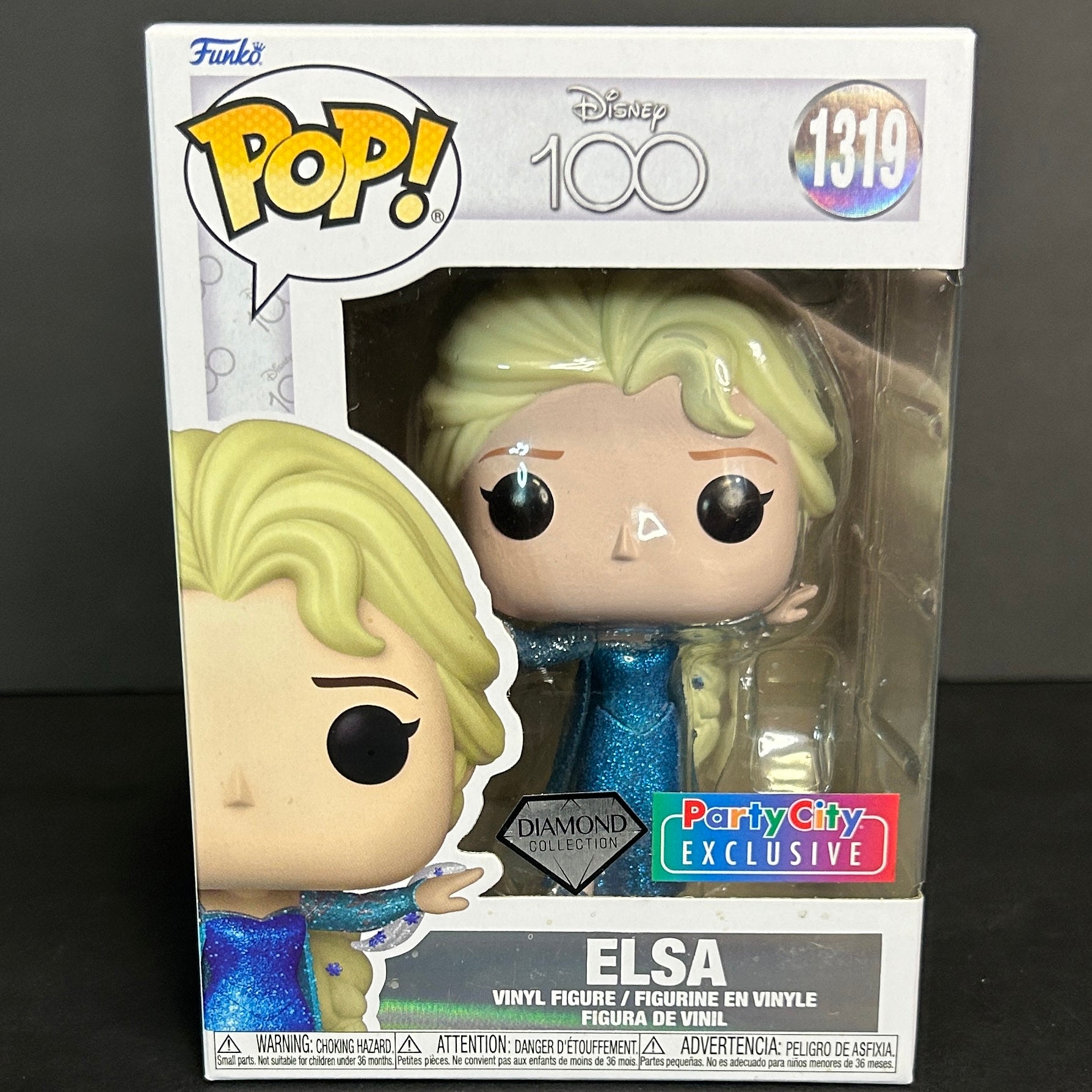 Funko Pop! Disney 100 Elsa #1319 Diamond Collection (Glitter) - Party City Exclusive