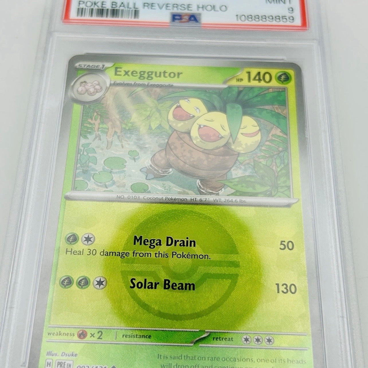 PSA 9 - Pokémon TCG - Exeggutor 002/131 Poké Ball Reverse Holo - Prismatic Evolutions