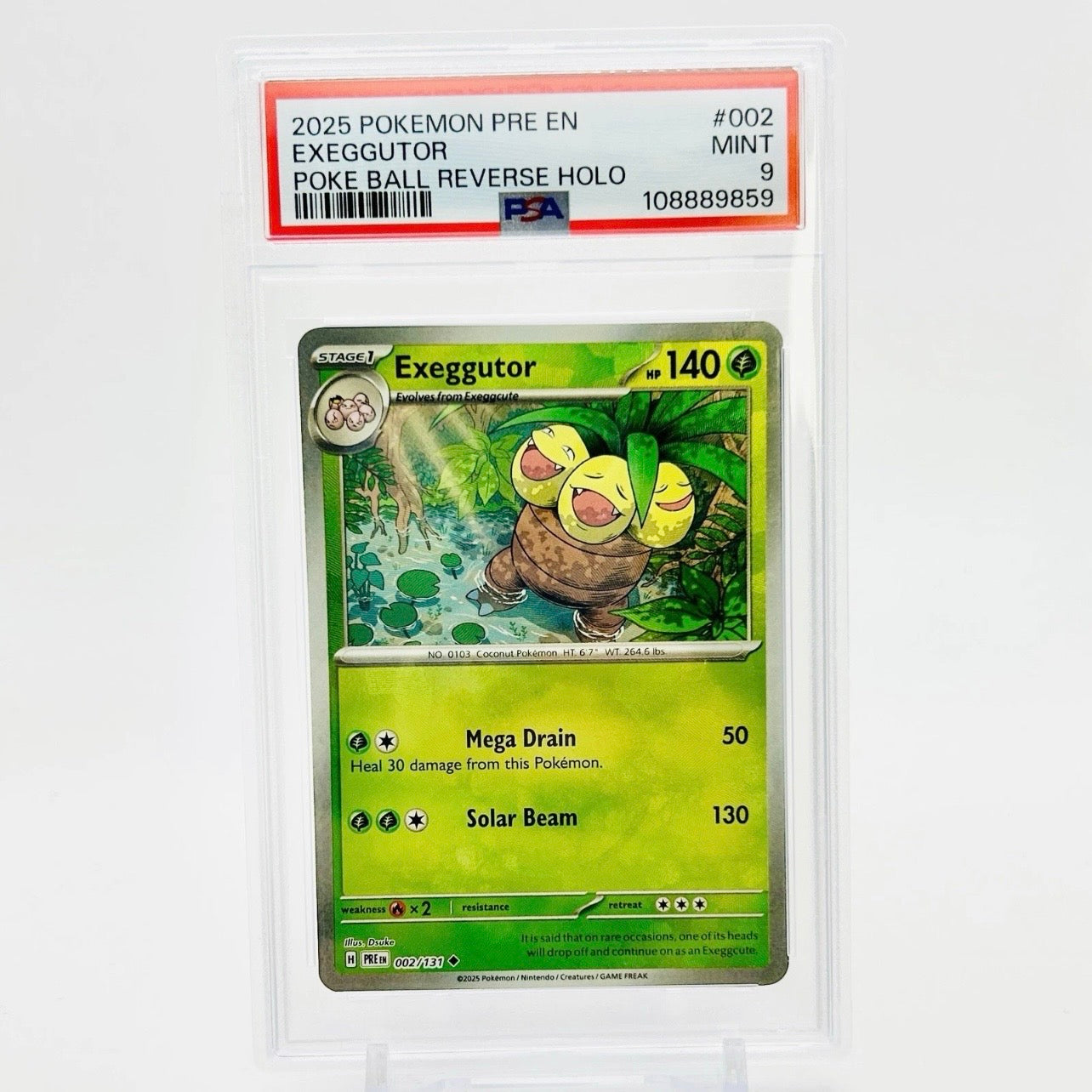 PSA 9 - Pokémon TCG - Exeggutor 002/131 Poké Ball Reverse Holo - Prismatic Evolutions