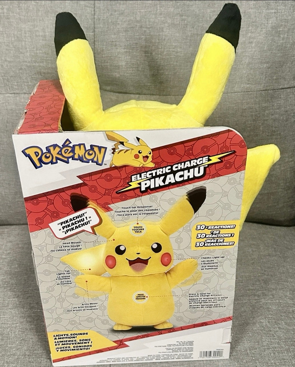 Pokémon Electric Charge Pikachu Plush 10” Interactive Plush with Lights