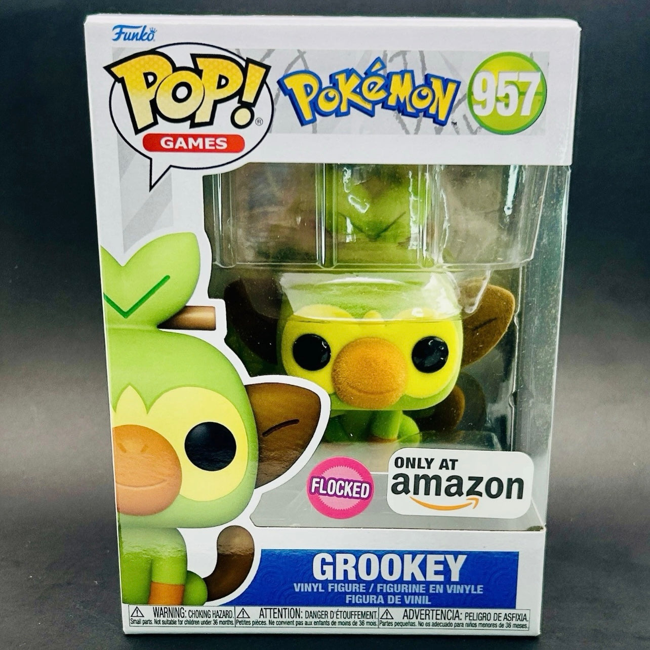 Funko Pop! Games: Pokémon - Grookey #957 Flocked - Amazon Exclusive