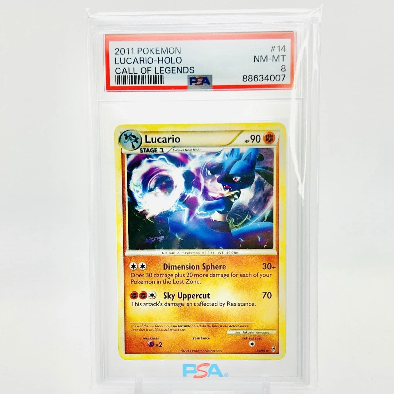 PSA 8 - Pokémon TCG - Lucario Holo #14 - 2011 Call of Legends