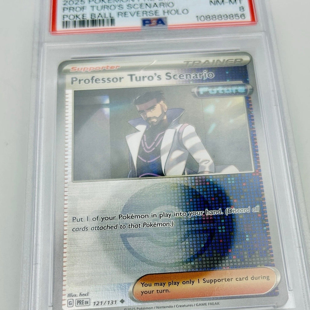 PSA 8 - Pokémon TCG - Professor Turo’s Scenario 121/131 Poké Ball Reverse Holo - Prismatic Evolutions
