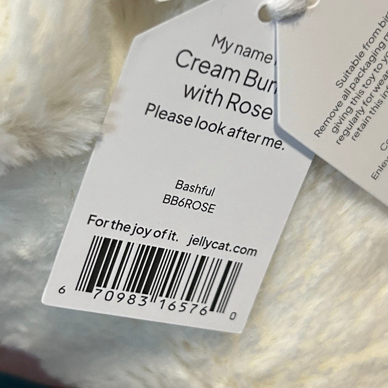 Jellycat Cream Bunny with Rose - Medium