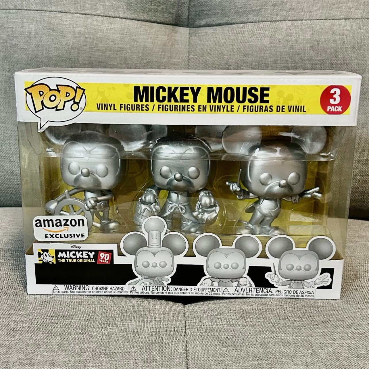 Funko Pop! Disney: 90 Years - Mickey Mouse Silver 3 Pack - Amazon Exclusive