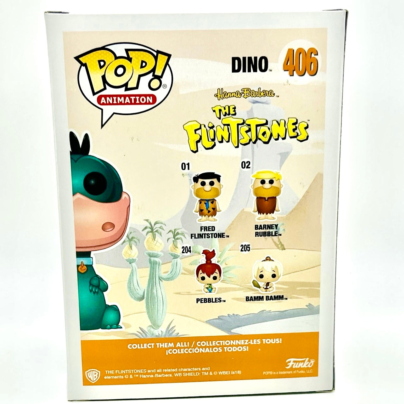 Funko Pop! Animation: The Flintstones - Dino #406 (Green Variant) Hanna Barbera LE 2500pcs Funko Shop Exclusive