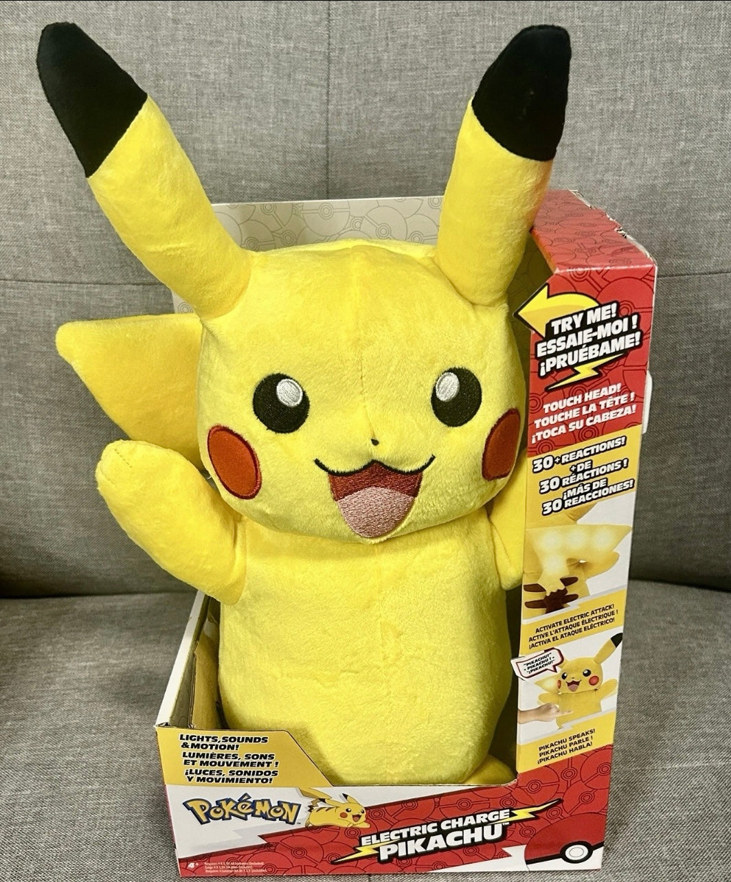 Pokémon Electric Charge Pikachu Plush 10” Interactive Plush with Lights