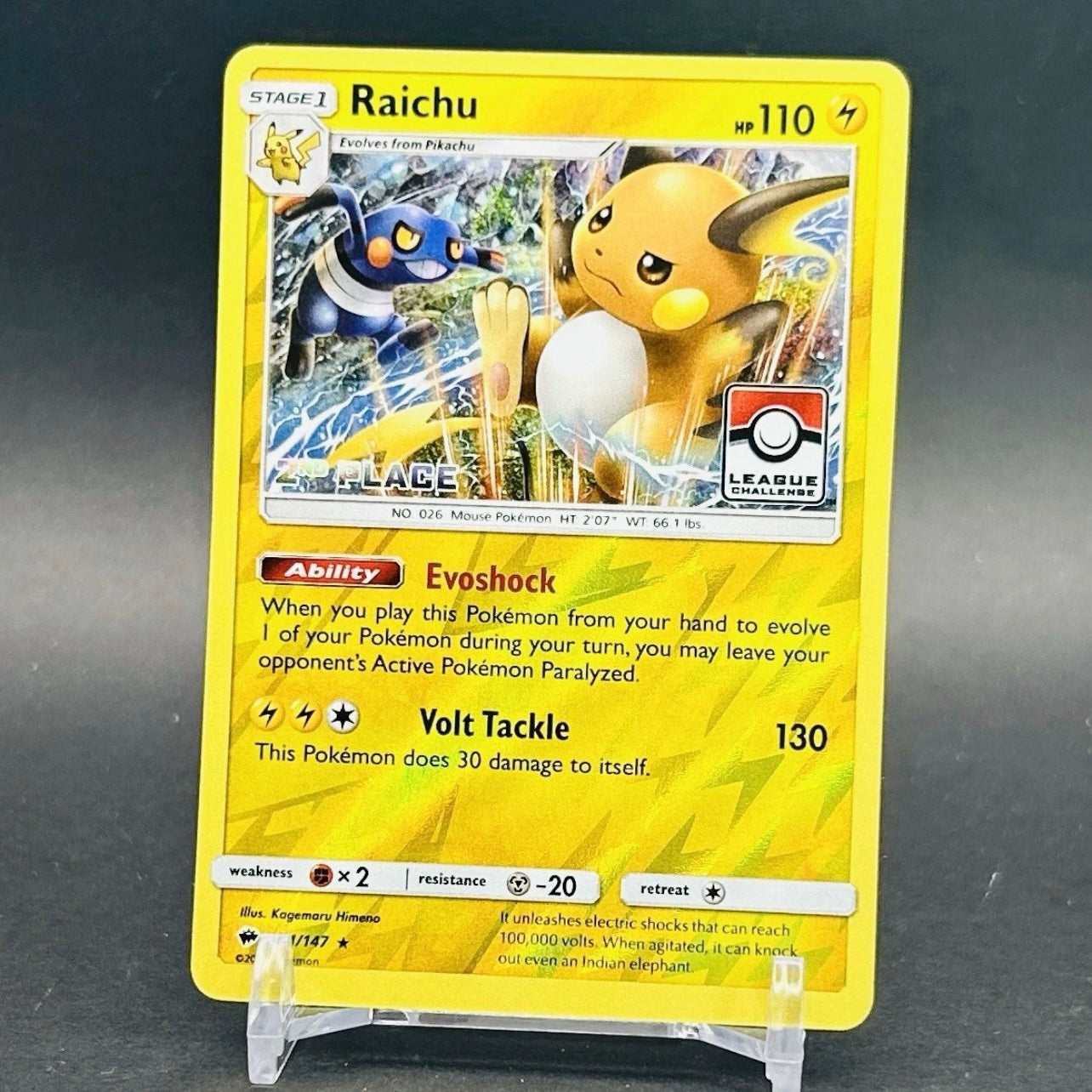 NM - Pokémon TCG - Raichu 41/147 - Pokémon League Challenge Promo - 2nd Place Reverse Holo