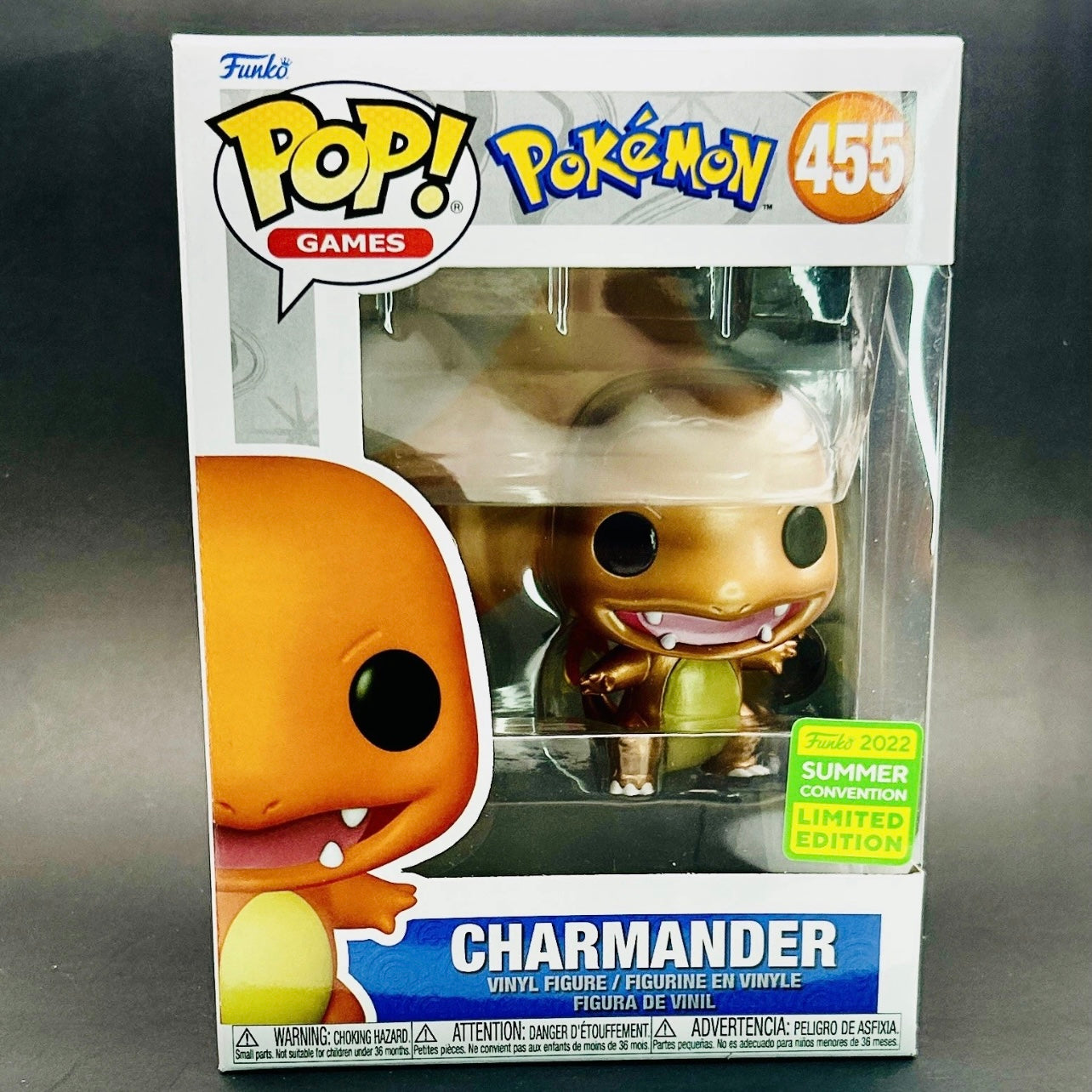 Funko Pop! Games: Pokémon - Metallic Charmander #455 - 2022 SDCC Summer Convention