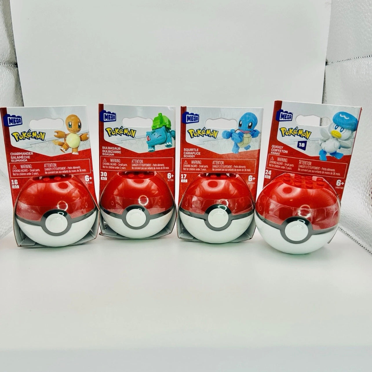 Pokémon Mega Construx - Poké Ball - Set of 4 - Charmander, Bulbasaur, Squirtle, Quaxly
