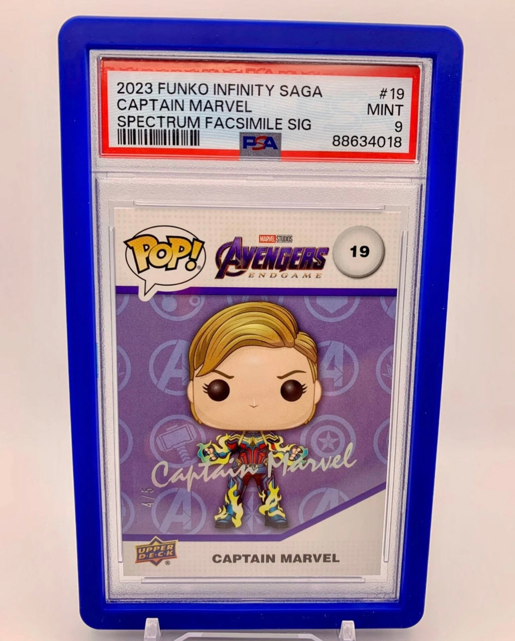 PSA 9 - Captain Marvel Spectrum Facsimile Signature #19 (Numbered 4/5) - 2023 Upper Deck - Funko Infinity Saga