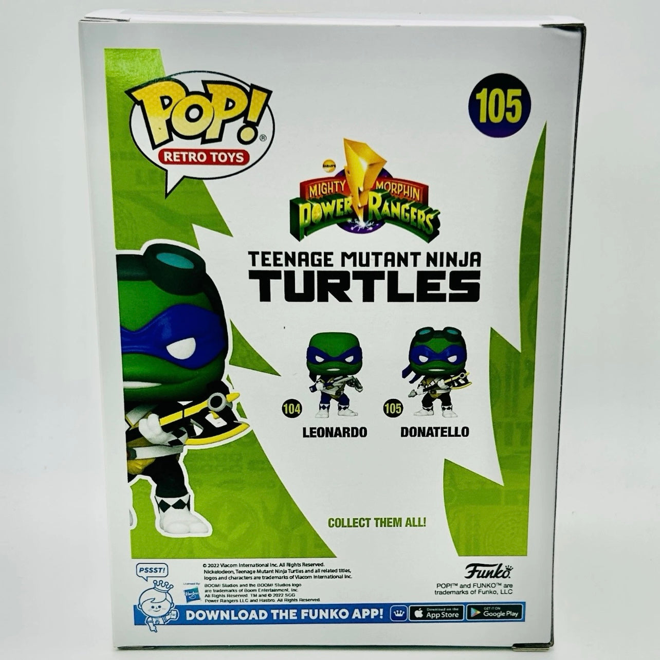 Funko Pop! Retro Toys: Teenage Mutant Ninja Turtles / Power Rangers: Donatello (Black Ranger) #105 - 2022 Summer Convention Exclusive (Box Crease)
