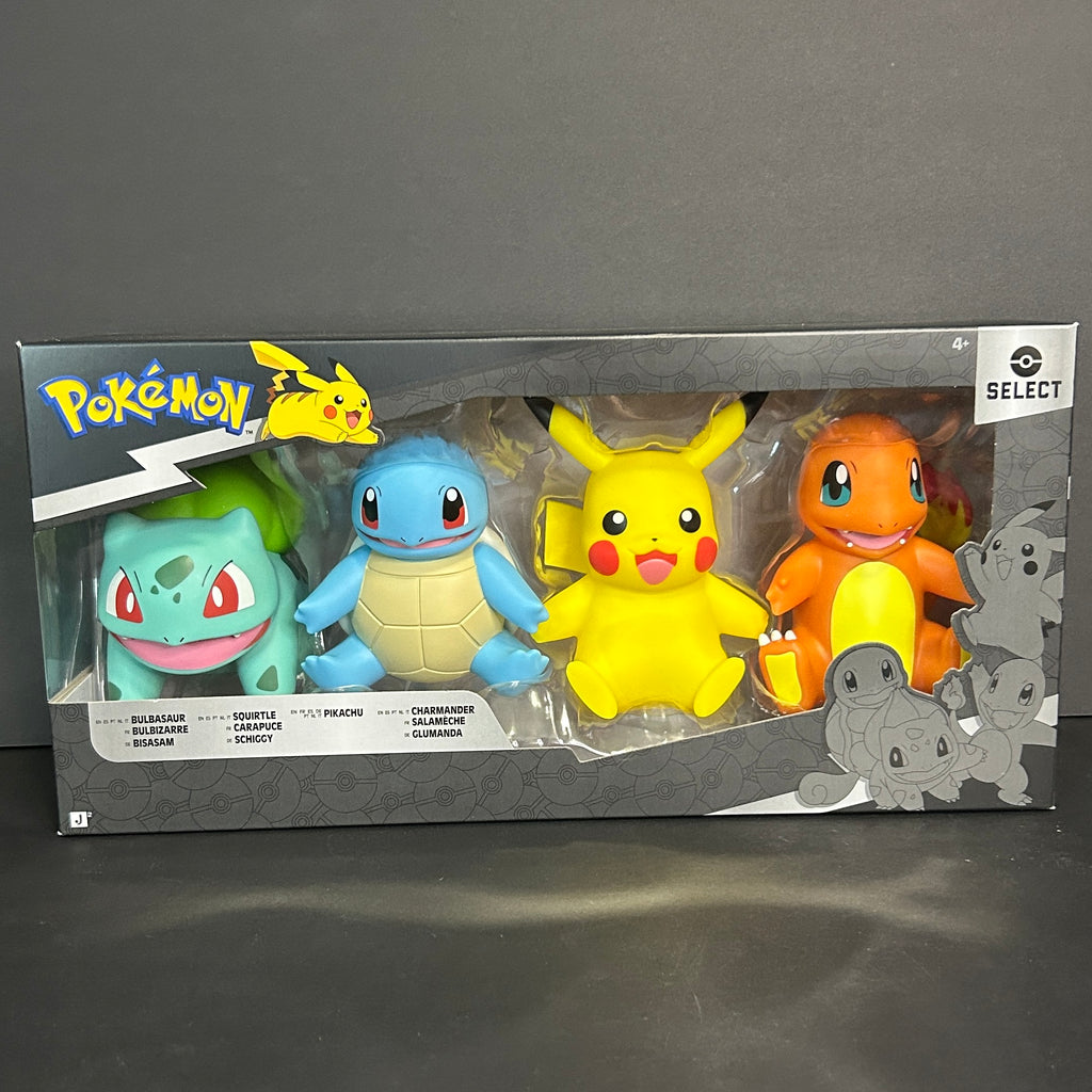 Pokémon Select 4-Pack Vinyl Figures - Bulbasaur, Squirtle, Pikachu, Charmander - Jazwares