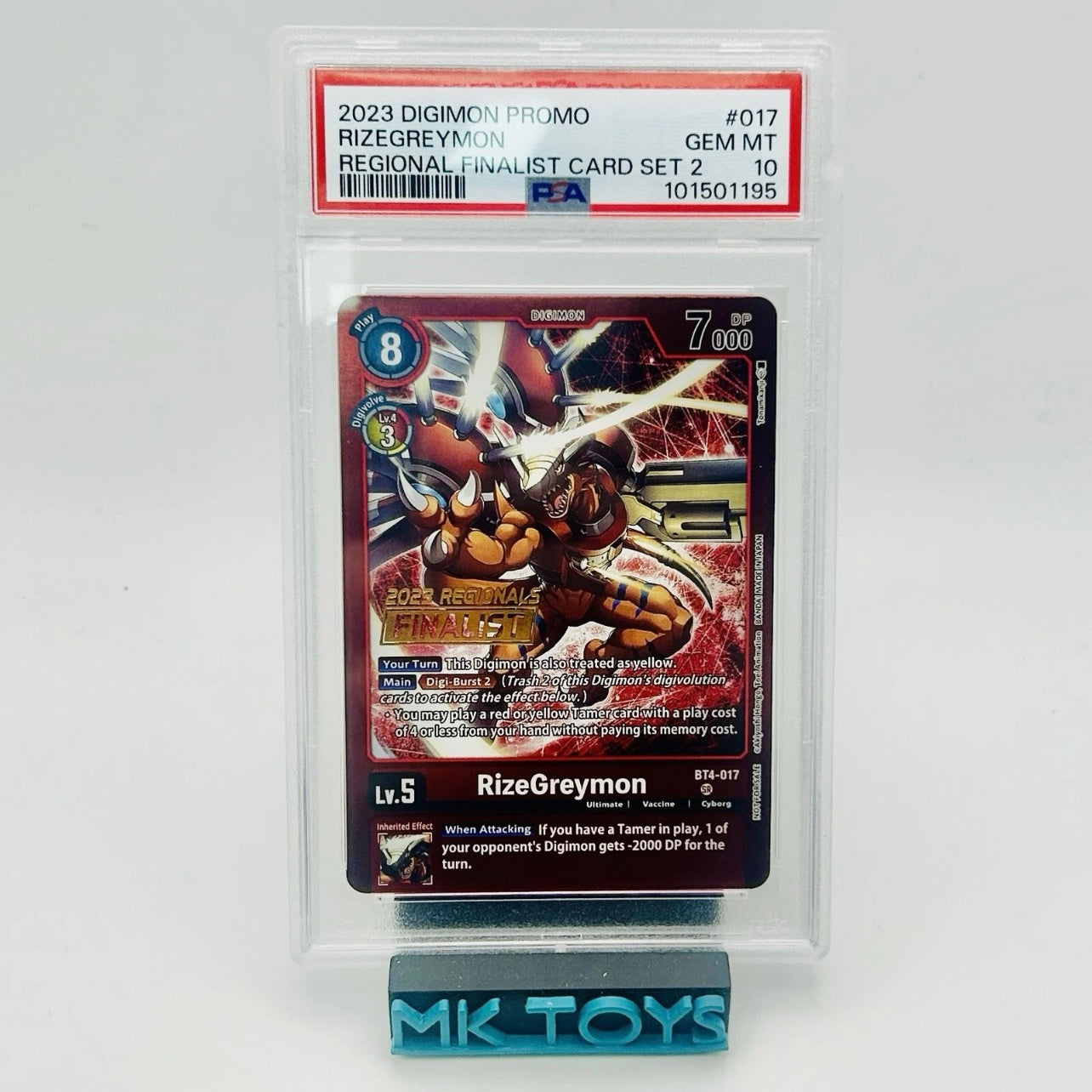 PSA 10 - Digimon Promo - Rizegreymon - 2023 Regional Finalist - BT4-017