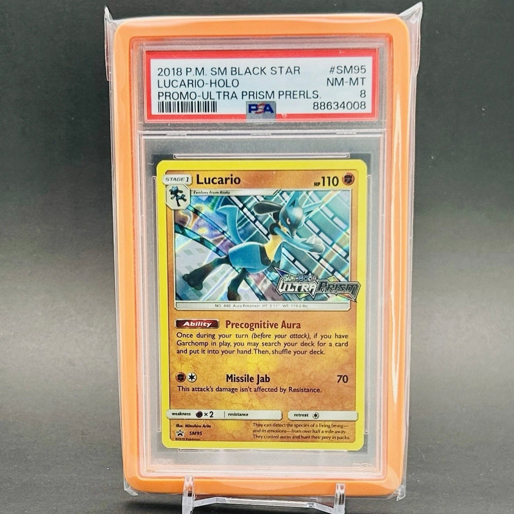 PSA 8 - Pokémon TCG - Lucario SM95 - Sun & Moon Ultra Prism Pre-Release Black Star Promo