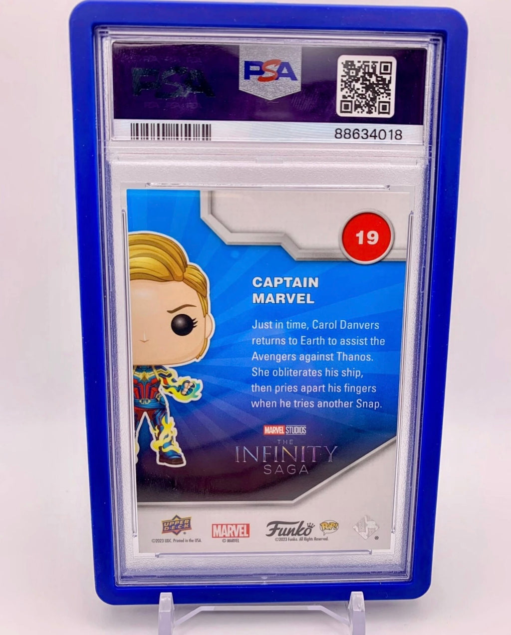 PSA 9 - Captain Marvel Spectrum Facsimile Signature #19 (Numbered 4/5) - 2023 Upper Deck - Funko Infinity Saga